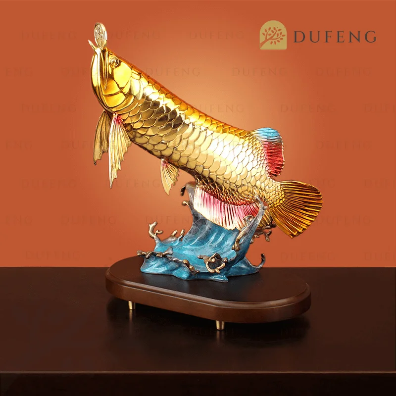 Golden Arwana With Lucky Coin