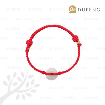 Lucky Jade Coin Bracelet - Merah, 18-21cm