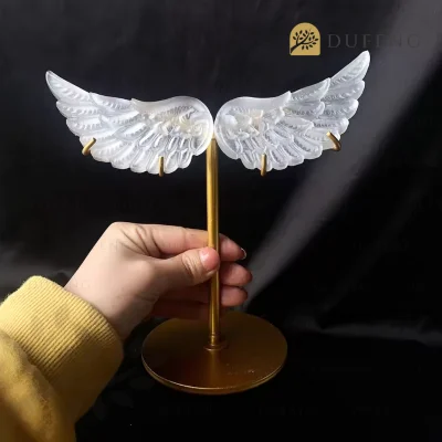 Dufeng - Selenite Wings Sculpture Crystal Stand Decoration - Style 1