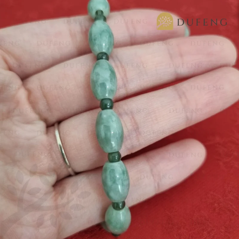 Dufeng - Lucky Jadeite Jade Barrel Bracelet - Image 4