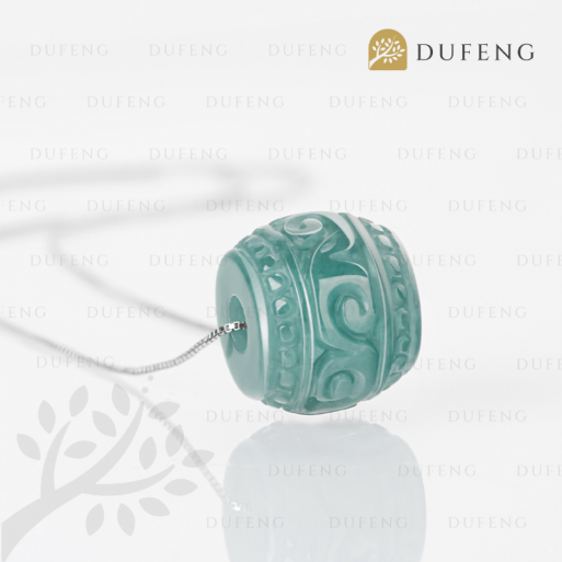 Dufeng - Lucky Barrel Blue Water Jade Necklace