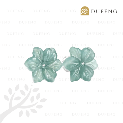 Dufeng - Lucky Orchid Blue Water Jade Earrings