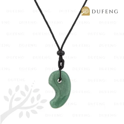 Dufeng - Lucky Yin Yang Fish Crystal Necklace - Green Aventurine