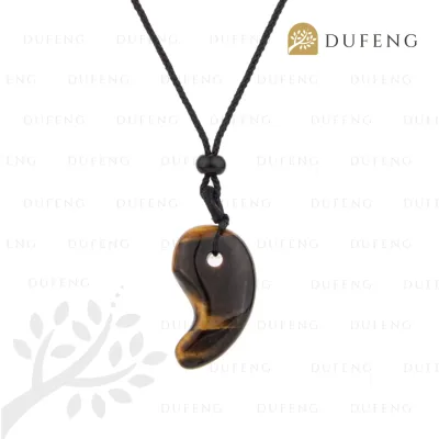 Dufeng - Lucky Yin Yang Fish Crystal Necklace - Tiger Eye