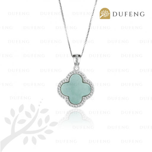 Dufeng - Four Leaf Jade Blessing Necklace