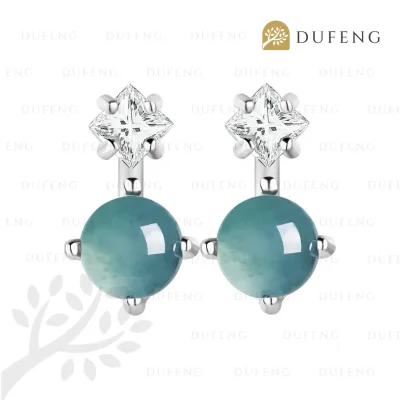 Dufeng - Azure Dew Blue Water Jade S925 Earrings