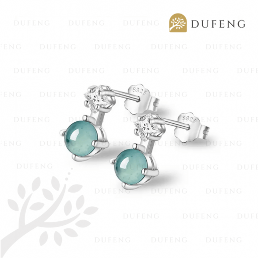 Dufeng - Azure Dew Blue Water Jade S925 Earrings - Image 2