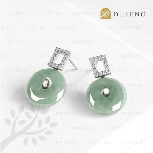 Dufeng - Jadeite Bean S925 Earrings - Image 2