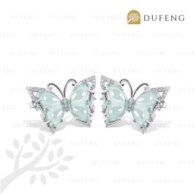 Dufeng - Jadeite Flare Wings S925 Earrings