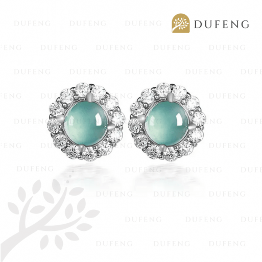 Dufeng - Jadeite Vera Orbit S925 Earrings - Image 2