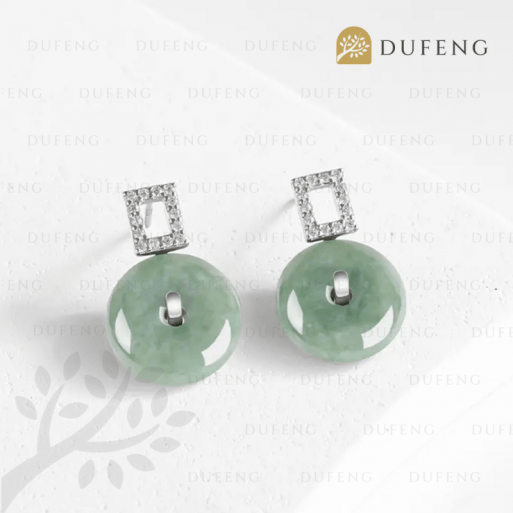 Dufeng - Jadeite Bean S925 Earrings - Image 3