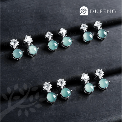 Dufeng - Azure Dew Blue Water Jade S925 Earrings - Image 4