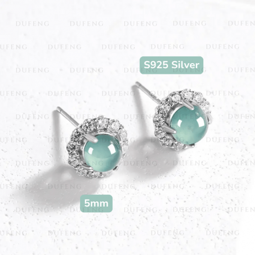 Dufeng - Jadeite Vera Orbit S925 Earrings - Image 3