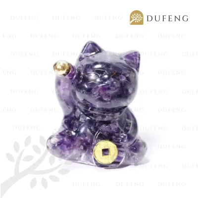 Dufeng - Celestial Lucky Cat Crystal - Amethyst
