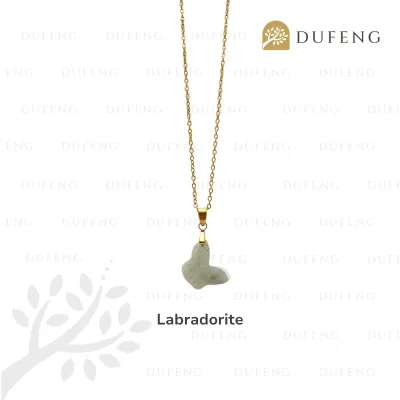 Dufeng - Celestial Wings Crystal Butterfly Necklace - Labradorite