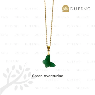 Dufeng - Celestial Wings Crystal Butterfly Necklace - Green Aventurine