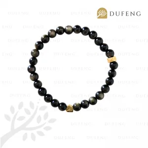 Dufeng - 6 Mantra Golden Obsidian Crystal Bracelet