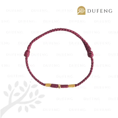 Dufeng - Heavenly Luck Tibet Bracelet - Maroon, 14-15cm