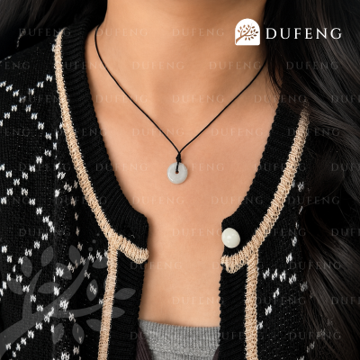 Dufeng - Lucky Jade Coin Necklace - Hitam