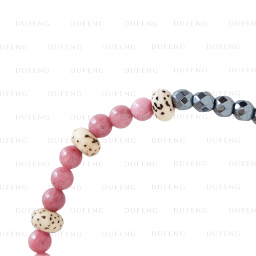 Dufeng – Elysian Heart Balance Hematite Rhodonite Bracelet