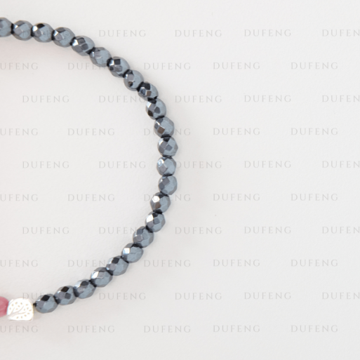 Dufeng – Elysian Heart Balance Hematite Rhodonite Bracelet