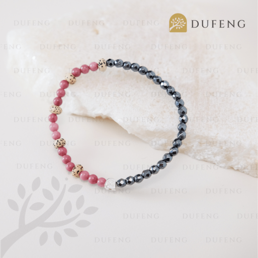 Dufeng – Elysian Heart Balance Hematite Rhodonite Bracelet