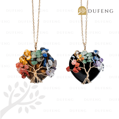 Dufeng - Chakra Bloom Heart Crystal Necklace