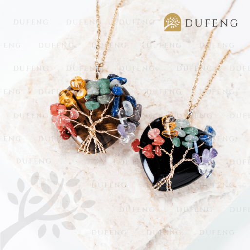 Dufeng – Chakra Bloom Heart Crystal Necklace
