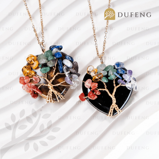 Dufeng – Chakra Bloom Heart Crystal Necklace