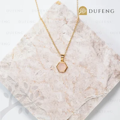 Dufeng - Stella Hexa Crystal Necklace - Rose Quartz