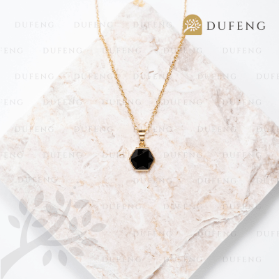Dufeng - Stella Hexa Crystal Necklace - Black Agate