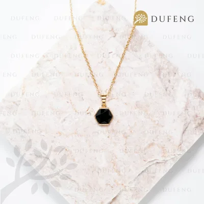 Dufeng - Stella Hexa Crystal Necklace - Black Agate