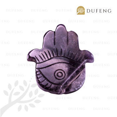 Dufeng - Celestial Hamsa Crystal Plate - Amethyst