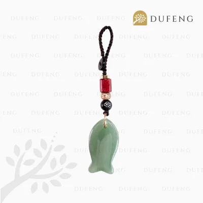 Dufeng - Celestial Lucky Fish Keychain - Green Aventurine