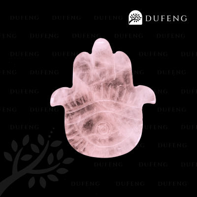 Dufeng - Celestial Hamsa Crystal Plate - Rose Quartz