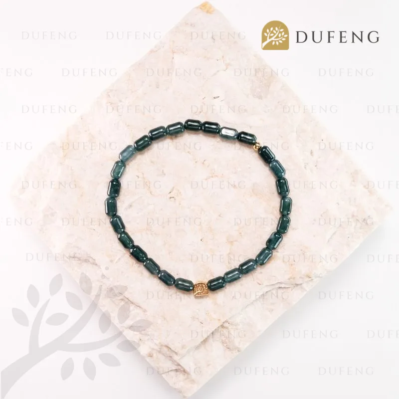 Dufeng - Lucky Blue Water Jade Mini Barrel Bracelet - Image 2