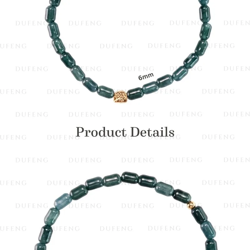 Dufeng - Lucky Blue Water Jade Mini Barrel Bracelet - Image 3