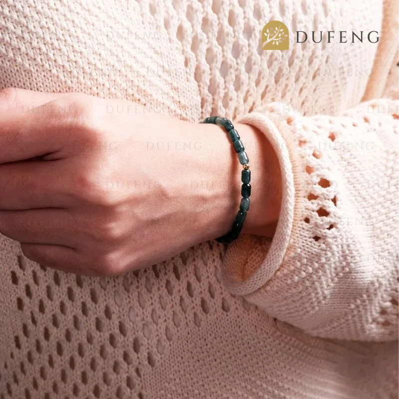 Dufeng - Lucky Blue Water Jade Mini Barrel Bracelet - Image 5