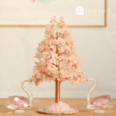 Dufeng - Celestial Crystal Lucky Tree - Pohon Kristal Fengshui - Rose Quartz