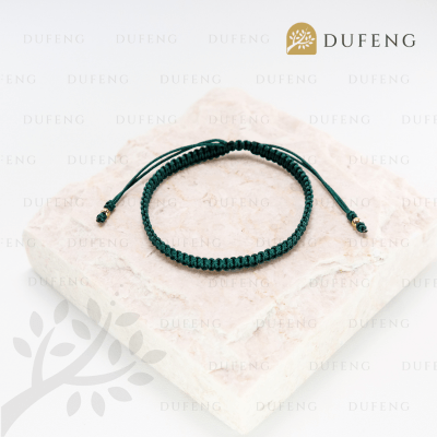 Dufeng - Classic Flat Lucky Tibetan Bracelet - Dark Green, 14-18cm