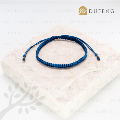 Dufeng - Classic Flat Lucky Tibetan Bracelet - Navy Blue, 14-18cm