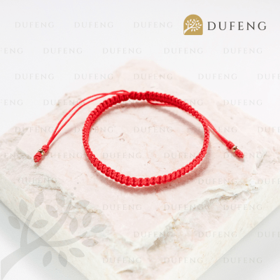 Dufeng - Classic Flat Lucky Tibetan Bracelet - Red, 14-18cm