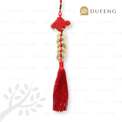 Dufeng - Koin Ikat 5 Pembawa Rezeki Keberuntungan Merah Red