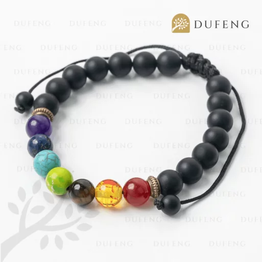 Gelang Healing Crystal 7 Cakra Batu Lava Doff