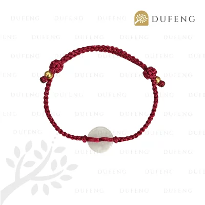 Lucky Jade Coin Bracelet - Maroon, 18-21cm