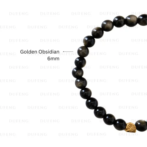 Dufeng – 6 Mantra Golden Obsidian Crystal Bracelet