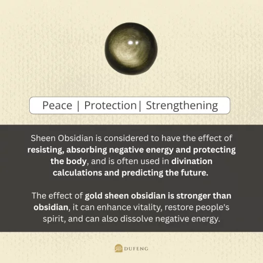 Dufeng – 6 Mantra Golden Obsidian Crystal Bracelet