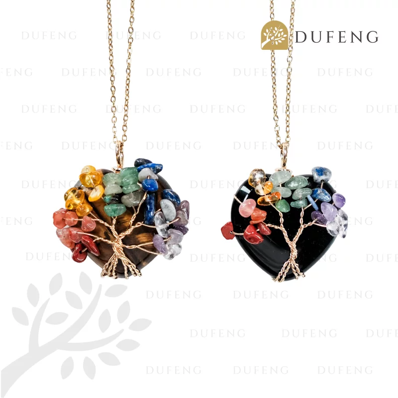 Dufeng - Chakra Bloom Heart Crystal Necklace