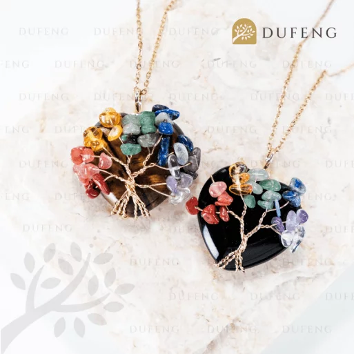 Dufeng – Chakra Bloom Heart Crystal Necklace