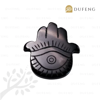 Dufeng - Celestial Hamsa Crystal Plate - Black Obsidian